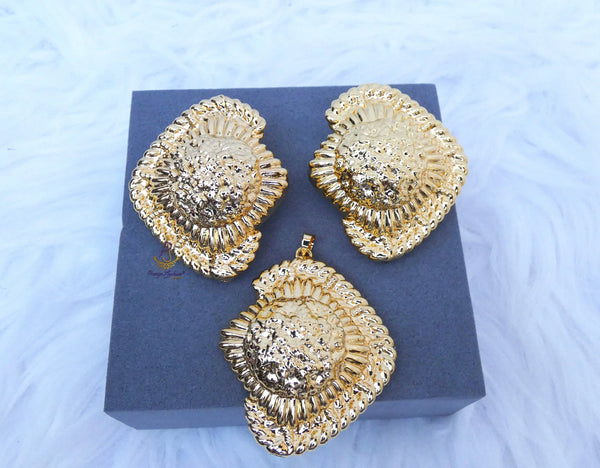 Gold Plated Necklace Earring 2 pcs Party Dinner Cocktail Bride Jewellery Set Gold Plated