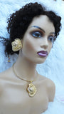 Gold Plated Necklace Earring 2 pcs Party Dinner Cocktail Bride Jewellery Set Gold Plated