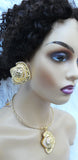 Gold Plated Necklace Earring 2 pcs Party Dinner Cocktail Bride Jewellery Set Gold Plated
