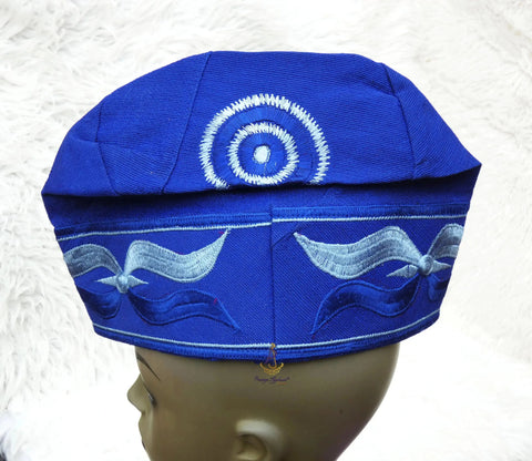 Royal Blue Royal Designs Aso Oke Groom Fila Cap African Nigerian Hat For Men Groom For Wedding Party Yoruba Hat PrestigeApplause Jewels