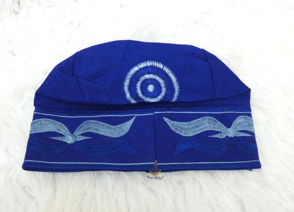 Royal Blue Royal Designs Aso Oke Groom Fila Cap African Nigerian