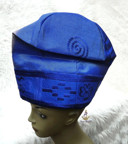 Royal Blue Royal Designs Aso Oke Groom Fila Cap African Nigerian Hat For Men Groom For Wedding Party Yoruba Hat Men Cap PrestigeApplause Jewels