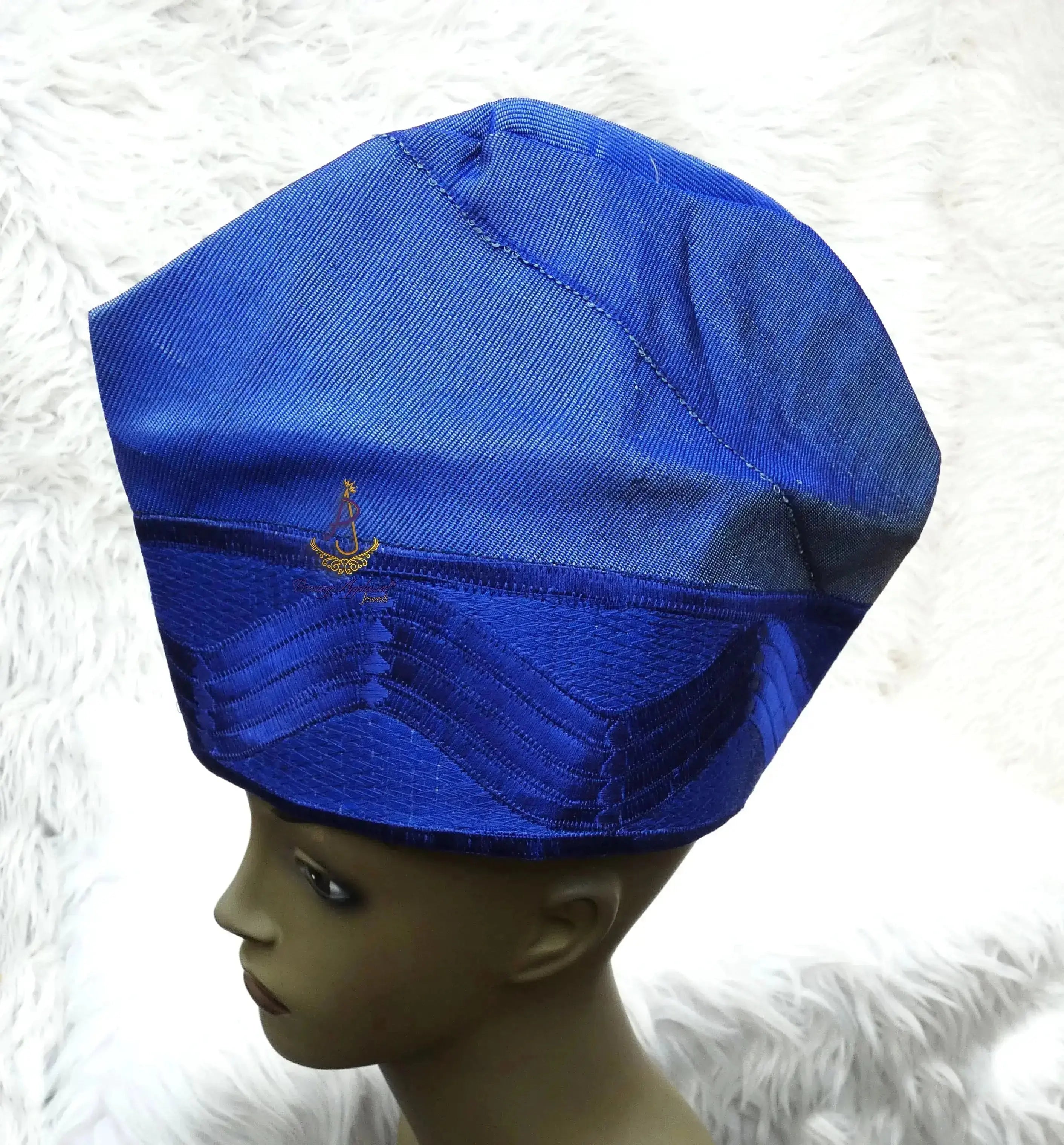 Royal Blue Royal Designs Aso Oke Groom Fila Cap African Nigerian Hat ...