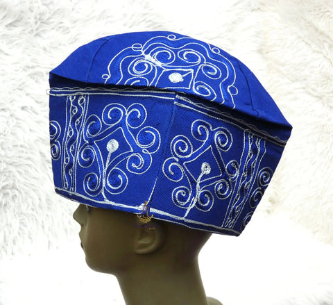 Royal Blue Royal Designs Aso Oke Groom Fila Cap African Nigerian Hat For Men Groom For Wedding Party Yoruba Hat PrestigeApplause Jewels