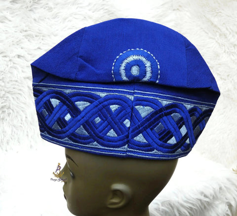 Royal Blue Royal Designs Aso Oke Groom Fila Cap African Nigerian Hat For Men Groom For Wedding Party Yoruba Hat PrestigeApplause Jewels