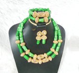 Green New Designs Traditional Original Coral Wedding African Nigerian Beads Necklace Jewellery Set PrestigeApplause Jewels