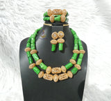 Green New Designs Traditional Original Coral Wedding African Nigerian Beads Necklace Jewellery Set PrestigeApplause Jewels
