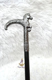 Grey Silver Horse Head Decorative Chief Groom Walking Stick – Ornamental Handle Gentlemen’s Cane African Walking Staff PrestigeApplause Jewels
