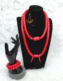 His & Her Red Coral-Style Beaded Necklace Men Women Set – Traditional Statement Jewellery PrestigeApplause Jewels
