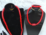 His & Her Red Coral-Style Beaded Necklace Men Women Set – Traditional Statement Jewellery PrestigeApplause Jewels