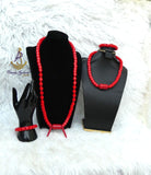 His & Her Red Coral-Style Beaded Necklace Men Women Set – Traditional Statement Jewellery