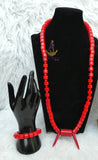 His & Her Red Coral-Style Beaded Necklace Men Women Set – Traditional Statement Jewellery PrestigeApplause Jewels