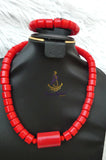 His & Her Red Coral-Style Beaded Necklace Men Women Set – Traditional Statement Jewellery