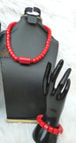 His & Her Red Coral-Style Beaded Necklace Men Women Set – Traditional Statement Jewellery