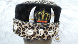 Igbo Edo Chieftaincy Ozo Leopard Print Velvet African Style Cap with Cowrie Shell Detail Hat PrestigeApplause Jewels