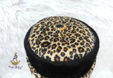 Igbo Edo Chieftaincy Ozo Leopard Print Velvet African Style Cap with Cowrie Shell Detail Hat PrestigeApplause Jewels