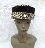 Igbo Edo Chieftaincy Ozo Leopard Print Velvet African Style Cap with Cowrie Shell Detail Hat PrestigeApplause Jewels