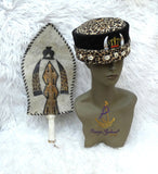 Igbo Edo Chieftaincy Ozo Leopard Print Velvet African Style Cap with Cowrie Shell Detail Hat PrestigeApplause Jewels