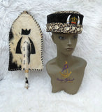 Igbo Edo Chieftaincy Ozo Leopard Print Velvet African Style Cap with Cowrie Shell Detail Hat PrestigeApplause Jewels