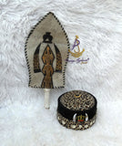 Igbo Edo Chieftaincy Ozo Leopard Print Velvet African Style Cap with Cowrie Shell Detail Hat PrestigeApplause Jewels