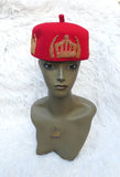 Igbo Edo Chieftaincy Ozo Red Hat | Nigerian Men’s Cap with Gold Embroidery | African Traditional Chief Hat with free Red bracelet PrestigeApplause Jewels