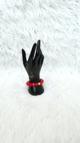 Igbo Edo Chieftaincy Ozo Red Hat | Nigerian Men’s Cap with Gold Embroidery | African Traditional Chief Hat with free Red bracelet PrestigeApplause Jewels