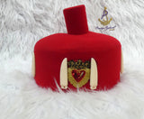 Igbo Edo Chieftaincy Ozo Red Hat | Nigerian Men's hat | African Traditional Chief Hat with Free Red Bracelet