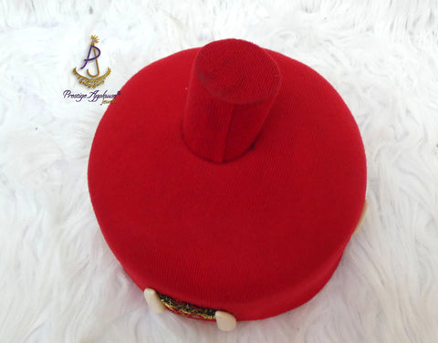 Igbo Edo Chieftaincy Ozo Red Hat | Nigerian Men's hat | African Traditional Chief Hat with Free Red Bracelet