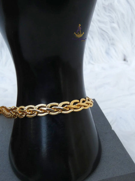 Interlock Gold Plated Unisex Hand Chain Bracelet – Adjustable Fashion Jewelry for Men & Women Bangle Bracelet