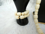 Cream White Igbo Edo Elephant Tusk Red Coral Groom With Hat Men African Beads Jewellery Set Coral Beads