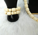 Cream White Igbo Edo Elephant Tusk Red Coral Groom With Hat Men African Beads Jewellery Set Coral Beads