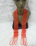 Long Nigerian Men Traditional Wedding Party Edo Igbo Delta Groom Coral Beaded Neck Shawl Wedding Accessories PrestigeApplause Jewels