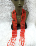 Long Nigerian Men Traditional Wedding Party Edo Igbo Delta Groom Coral Beaded Neck Shawl Wedding Accessories PrestigeApplause Jewels