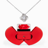 Love Knot Necklace in Red Heart Rose Box Gift Set For Ladies Women Teenagers ShineOn Fulfillment