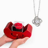 Love Knot Necklace in Red Heart Rose Box Gift Set For Ladies Women Teenagers ShineOn Fulfillment