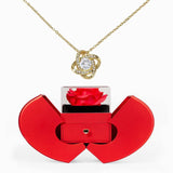 Love Knot Necklace in Red Heart Rose Box Gift Set For Ladies Women Teenagers