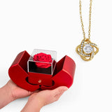 Love Knot Necklace in Red Heart Rose Box Gift Set For Ladies Women Teenagers