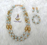 Multi 3/4 Layers White Off-White Beaded Necklace Set Gold-Tone Accessories – Traditional Women Set PrestigeApplause Jewels