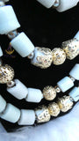 Multi Layers Beautiful White Off-White Beaded Necklace Set Gold-Tone Accessories – Traditional Set