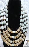 Multi Layers Beautiful White Off-White Beaded Necklace Set Gold-Tone Accessories – Traditional Set PrestigeApplause Jewels