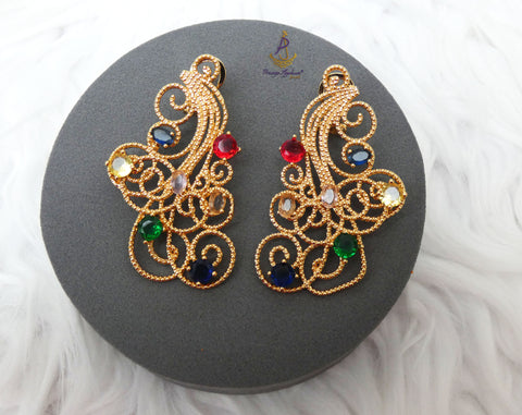 Multi Colour Tones Gold Statement Fashion Earring For Women - Stunning Earrings for Every Occasion