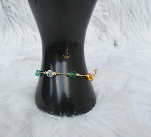 Multicolour Crystal Bead Bracelet | Fashion Chain for Teenage Girls & Ladies | Stylish Jewelry Gift for Her Bangle Bracelet