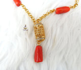 New Coral Beads Design Mix with Gold Plated Chain Bridal Party Wedding Jewellery Set Coral Beads