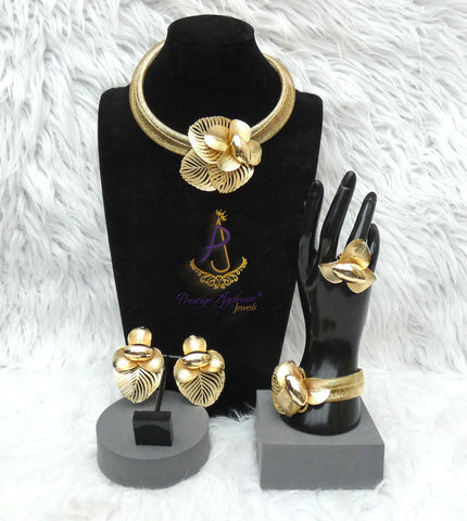 New Design Dubai Gold Plated Jewelry 4-Piece Set – Necklace & Earrings | Elegant Bridal, Party & Cocktail Jewelry Gift for Her Gold Plated