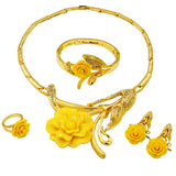 Elegant Yellow African Gold Plated Jewellery Rhinestones Wedding Bridal Party Set