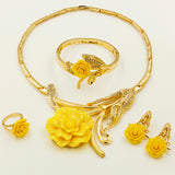 Elegant Yellow African Gold Plated Jewellery Rhinestones Wedding Bridal Party Set