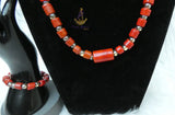 New Red-Orange Coral-Style Beaded Necklace Men Women Set – Traditional Statement Jewellery