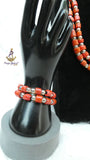 New Red-Orange Coral-Style Beaded Necklace Men Women Set – Traditional Statement Jewellery PrestigeApplause Jewels