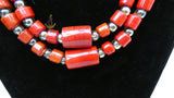 New Red-Orange Coral-Style Beaded Necklace Men Women Set – Traditional Statement Jewellery PrestigeApplause Jewels