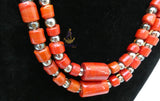 New Red-Orange Coral-Style Beaded Necklace Men Women Set – Traditional Statement Jewellery PrestigeApplause Jewels